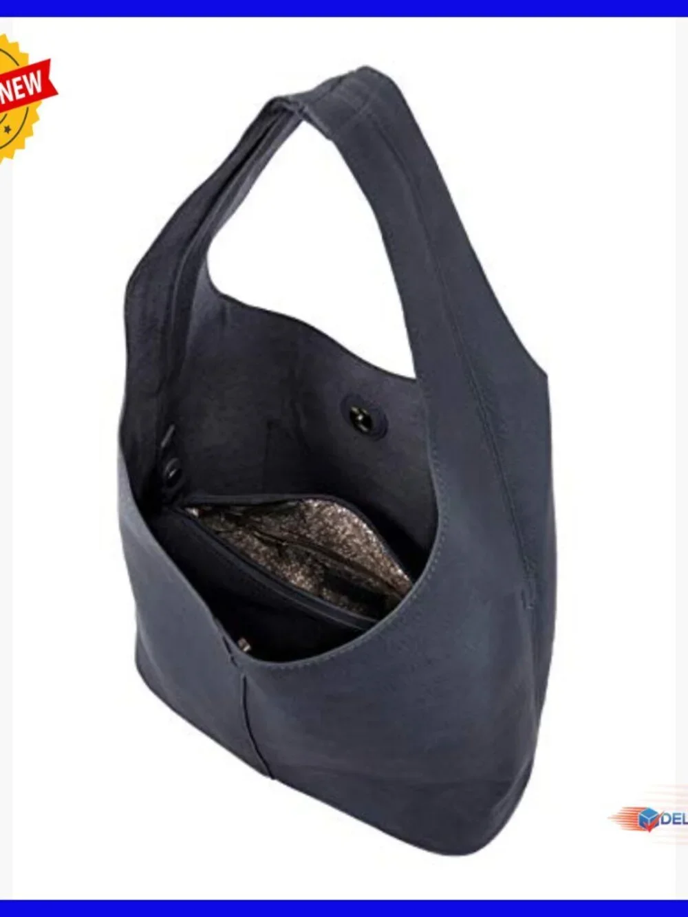 Slouchy Hobo Bag with Removable Insert, Vegan Leather, Crossbody Strap